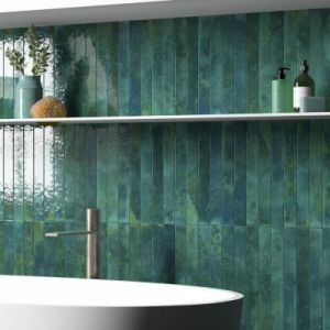 Fa&iuml;ence murale unie bleu hesper brillant L.40 x l.5cm x &eacute;p.0,8mm, Equipe Ceramica Java