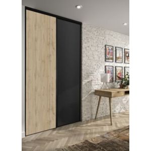 Porte de placard coulissante Optimum d&eacute;cor ch&ecirc;ne et noir 150 x 250 cm vendue par 2
