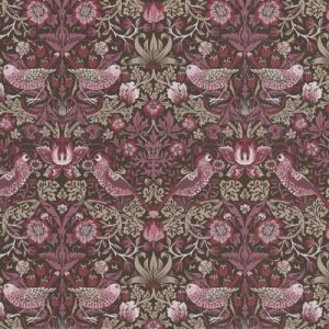 Papier peint intissé Heritage Lutece mat et satiné oiseaux, feuilles aubergine, mauve, beige taupé, noir l.1005 x l.53 cm
