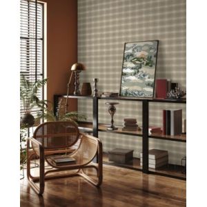 Papier peint vinyle intissé Bensimon tissu ecossais beige L.1005 x l.53cm Lutèce