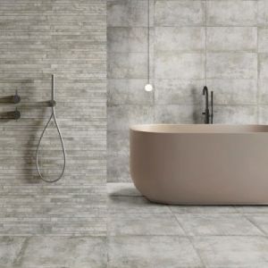 Carrelage sol et mur intérieur en grès cérame émaillé effet béton gris satin L.61 x l.61cm x ép.8mm, Malt