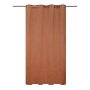 Rideau occultant thermique &agrave; oeillets effet lin terracotta L.260 x l.140cm Ornami
