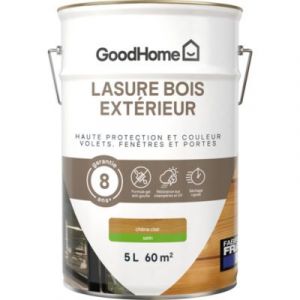 Lasure bois ext&eacute;rieur GoodHome satin ch&ecirc;ne clair 5L