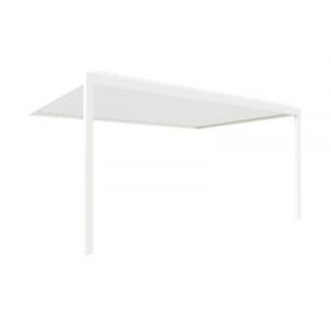 Pergola bioclimatique adoss&eacute;e l.5,11x H.2,5 x P.3,5m blanc motoris&eacute;e aluminium Alumin'home Salto + led int&eacute;gr&eacute;es