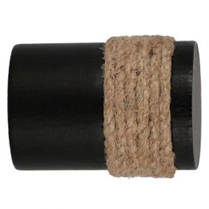 Embout bouchon corde pour barre &agrave; rideau Lamia bois de h&ecirc;tre noir &Oslash;28mm GoodHome