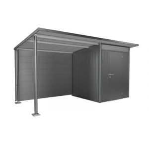 Paroi arri&egrave;re pour auvent Biohort en acier galvanis&eacute; gris pour abris de jardin AvantGarde quartz