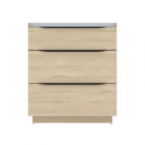 Meuble sous vasque &agrave; poser effet bois l.80 x H.88 x P.50 cm, Pamili