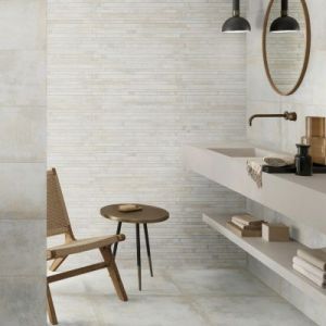 Mosaïque murale en grès cérame émaillé effet béton blanc mat L.60 x l.30 cm, Malt