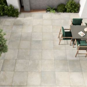 Carrelage sol ext&eacute;rieur en gr&egrave;s c&eacute;rame &eacute;maill&eacute; effet pierre gris clair l.60 x L.60 x &eacute;p.2 cm GoodHome Arina