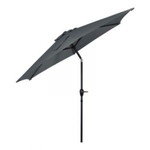 Parasol centr&eacute; inclinable en rond ouverture manivelle toile anthracite GoodHome Kasane