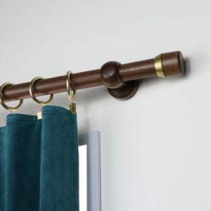 Support oeil tringle &agrave; rideau bois de h&ecirc;tre ch&ecirc;ne fonc&eacute; &Oslash;28mm L.50mm Mobois