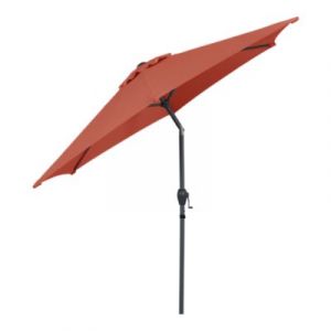 Parasol centr&eacute; inclinable rond ouverture manivelle toile terracotta GoodHome Kasane