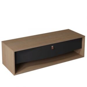 Meuble sous vasque suspendu noir mat 1 tiroir l.140 x H.40 x P.50 cm, Decotec Havana