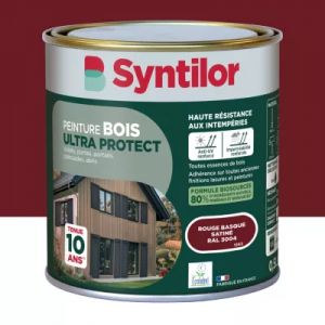 Peinture bois ext&eacute;rieur rouge basque RAL 3004 satin Syntilor Ultra Protect 0.5 L