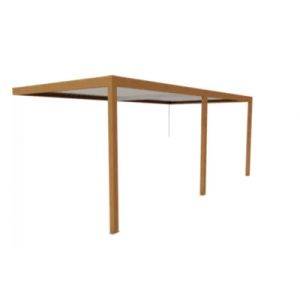 Pergola bioclimatique adoss&eacute;e manuelle Salto Alumin'home aluminium aspect bois - 6 x 3 m