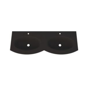 Plan double vasque verre noir mat Vague 138 cm