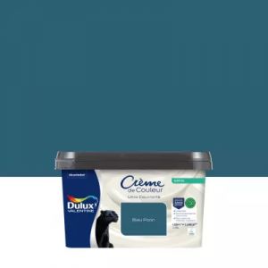 Peinture murs, plafonds, boiseries et radiateurs bleu paon satin Dulux Valentine Cr&egrave;me de couleur 2.25 L