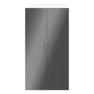 Armoire penderie portes battantes blanche et anthracite brillant GoodHome Atomia H. 187,5 x L. 100 x P. 60 cm