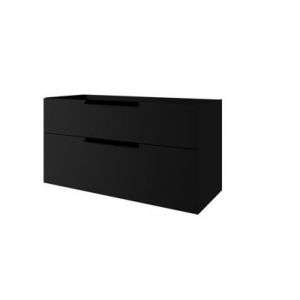 Meuble sous-vasque à suspendre Urban noir mat 120 cm + plan double vasque en résine blanc