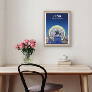 Image encadrée Lyon place Bellecour l.30 x H.40cm Dada Art