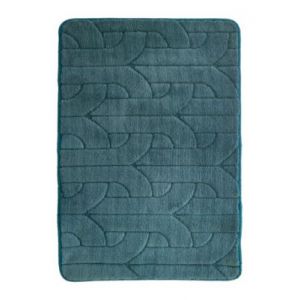 Tapis de bain antid&eacute;rapant motif arches bleu canard l.50 x L.70 cm, Future Home Eliott
