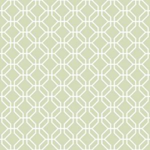 Papier peint intissé Jardin Secret Lutece mat et satiné hexagone vert, blanc l.1000 x l.53 cm