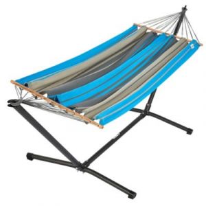 Set hamac Metalik Graphik turquoise anthracite 300 x 140 x 95 cm Jobek + support acier