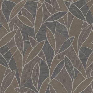 Papier peint vinyle intissé Allure Lutece mat et satiné feuilles gris, marron, poivre, argent l.1005 x l.53 cm