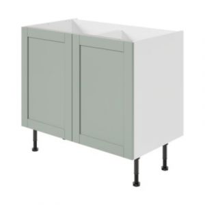 Meuble bas de cuisine 2 portes GoodHome Ash vert sauge L. 100 x H. 72 cm