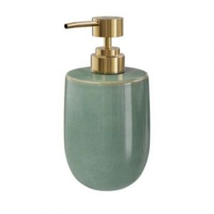 Distributeur de savon vert et dor&eacute; l.9 x H.16,7 x P.9 cm, GoodHome Boann