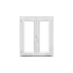 Fenêtre 2 vantaux oscillo-battante, tirant droit double vitrage GoodHome en PVC blanc l.85 x H.98 cm