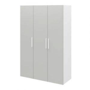 Armoire penderie 3 portes battantes gris clair et blanc GoodHome Atomia H. 225 x L. 150 x P. 58 cm