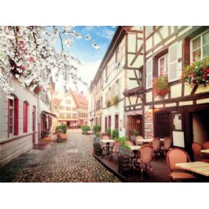 Toile imprimée ville en Alsace Dada Art montée sur châssis bois en pin 60x80 cm