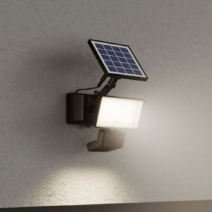 Projecteur solaire LED int&eacute;gr&eacute; &agrave; d&eacute;tection Davern 400lm IP65 noir GoodHome
