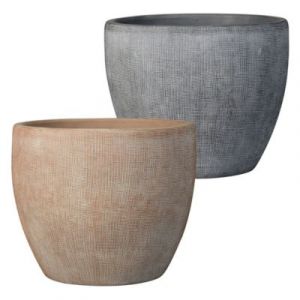 Pot de fleurs Deroma coloris assortis: noix et gris fer en terre cuite &Oslash;.22,5 x H.19 cm contenance 6 L