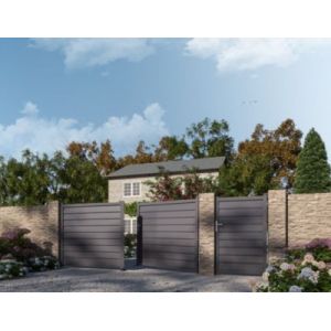 Portail battant cesson 300x160 cm Gris taupe 2900 Jardimat