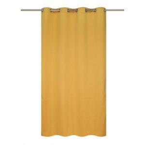Rideau thermique à oeillets effet lin jaune ocre L.240 x l.140cm Ornami