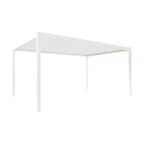 Pergola bioclimatique l.5,11 x H.2,5 x P.3,5m blanc motoris&eacute;e aluminium Alumin'home Salto + led int&eacute;gr&eacute;es