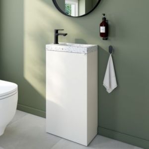 Meuble lave-mains à poser blanc mat l.44 cm Imandra + plan vasque terrazzo, GoodHome