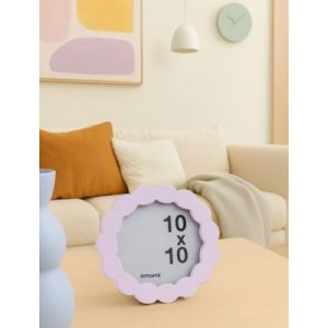 Cadre photo rond ondul&eacute; violet parme 10 x 10 cm Ornami