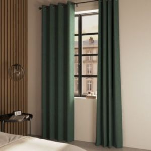 Rideau occultant &agrave; &oelig;illets effet chenille Isti vert emeraude L.260 x l.140cm GoodHome