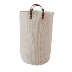 Panier &agrave; linge en polyester beige l. 36 x H. 56 cm Levasseur Archy