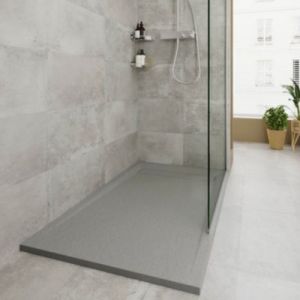 Receveur de douche 80 x 140 cm, r&eacute;sine, gris, GoodHome Luiro