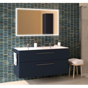 Ensemble meuble sous vasque l.130 cm bleu + vasque céramique Selva Geberit