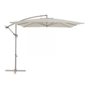 Parasol d&eacute;port&eacute; inclinable carr&eacute; ouverture manivelle beige moonbeam 2,5 x 2,5 m GoodHome Calamian