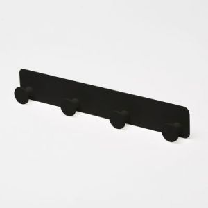 Pat&egrave;re salle de bains &agrave; visser ou &agrave; coller 4 t&ecirc;tes GoodHome Koros en acier coloris noir