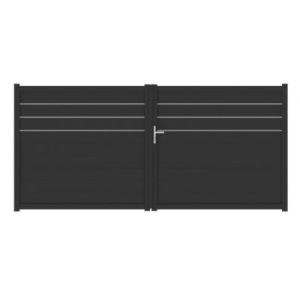 Portail battant alpes trio 350x164,5 cm Noir 9005 Jardimat