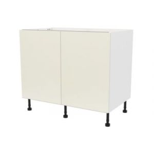 Meuble bas de cuisine avec 2 portes GoodHome Stevia cr&egrave;me brillant L. 100 x H. 72 cm