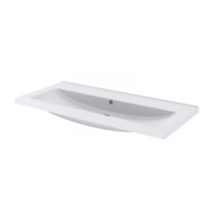 Plan vasque blanc en c&eacute;ramique l.100 cm GoodHome Nira