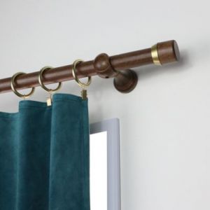 Support ouvert tringle &agrave; rideau bois de h&ecirc;tre ch&ecirc;ne fonc&eacute; &Oslash;28mm L.80mm Mobois
